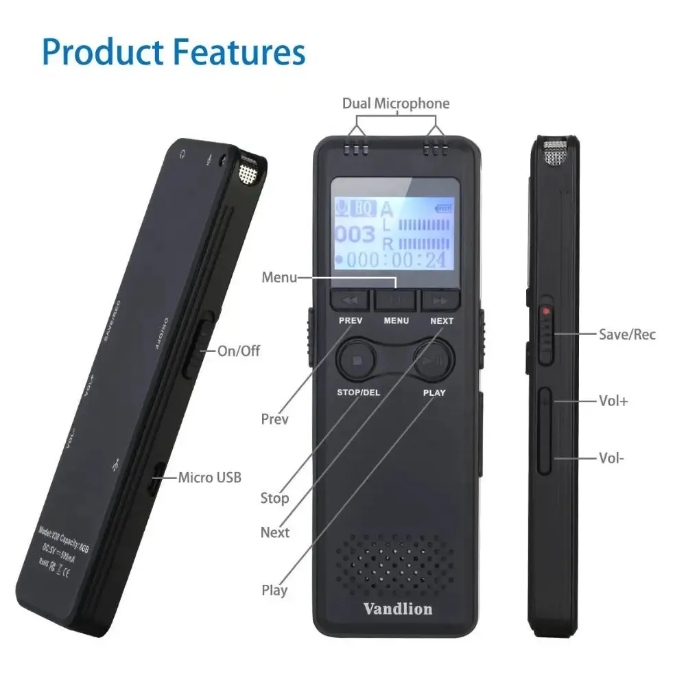 32g 64gb 128g Portable V30 Digital Voice Audio Activated Hifi Mp3 Recorders
