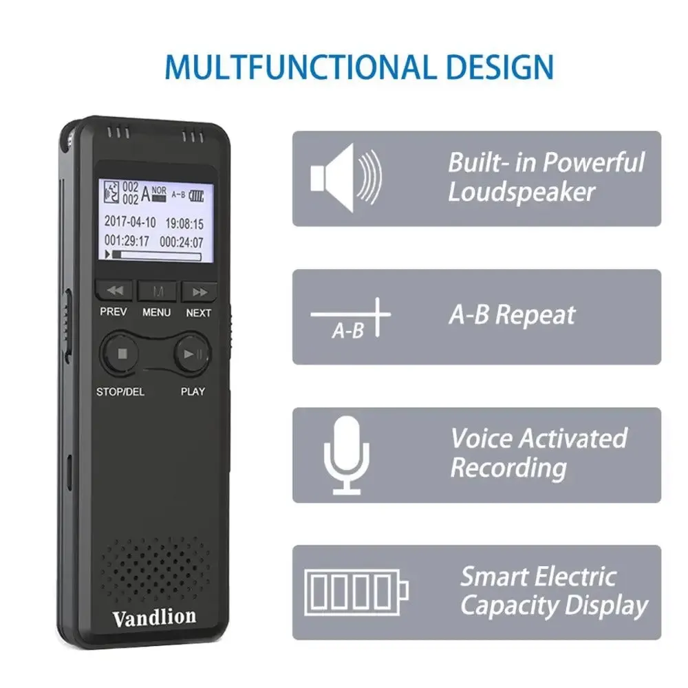 32g 64gb 128g Portable V30 Digital Voice Audio Activated Hifi Mp3 Recorders