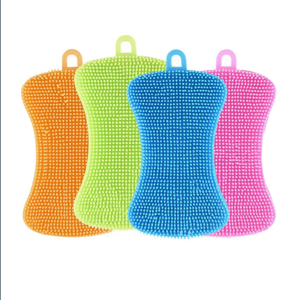 6 Silicone Sponge Dish Washing Scrubber Smart Kitchen Gadgets Brush Sponge Clean
