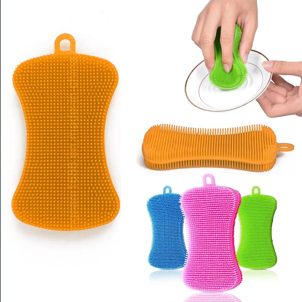 6 Silicone Sponge Dish Washing Scrubber Smart Kitchen Gadgets Brush Sponge Clean