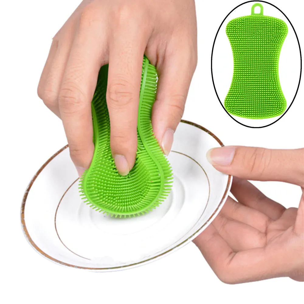 6 Silicone Sponge Dish Washing Scrubber Smart Kitchen Gadgets Brush Sponge Clean