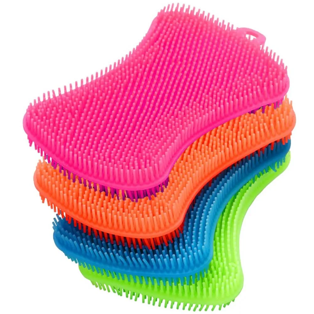 6 Silicone Sponge Dish Washing Scrubber Smart Kitchen Gadgets Brush Sponge Clean