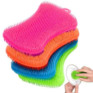 6 Silicone Sponge Dish Washing Scrubber Smart Kitchen Gadgets Brush Sponge Clean