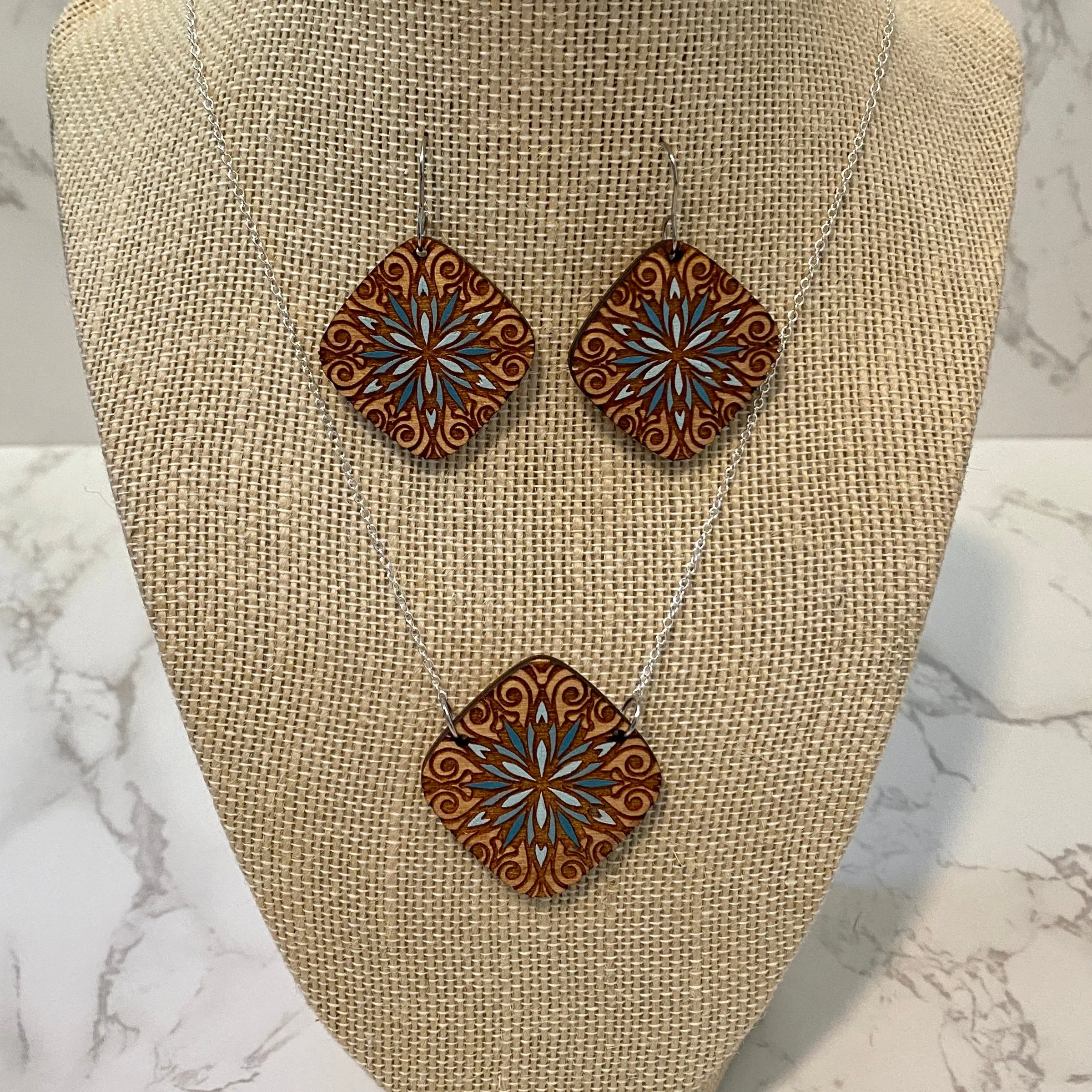 Blue Burst Hand Painted Earrings
