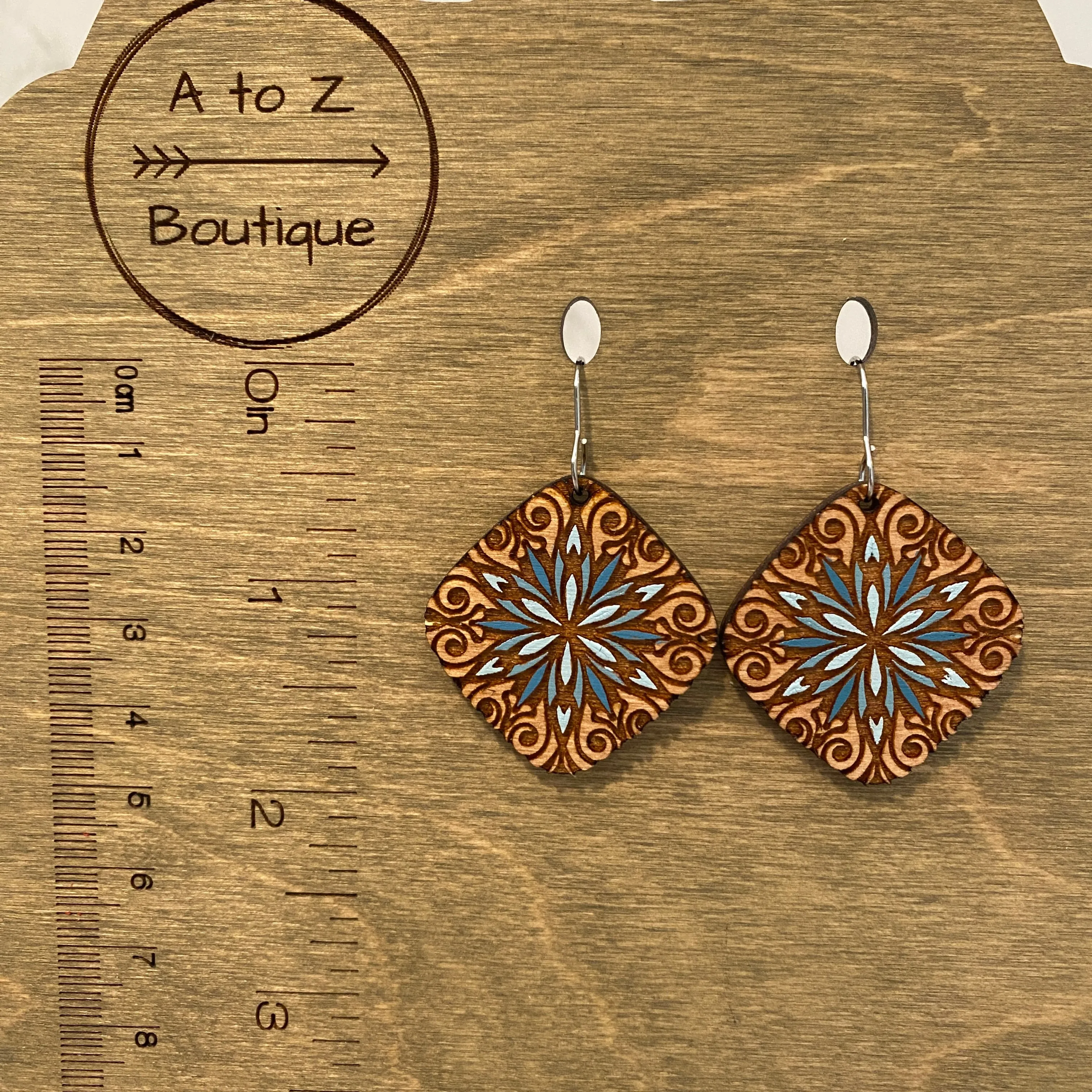 Blue Burst Hand Painted Earrings