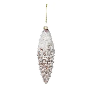 Frosted Brown Pinnacle Pine Cone Glass Ornament - 2 Sizes