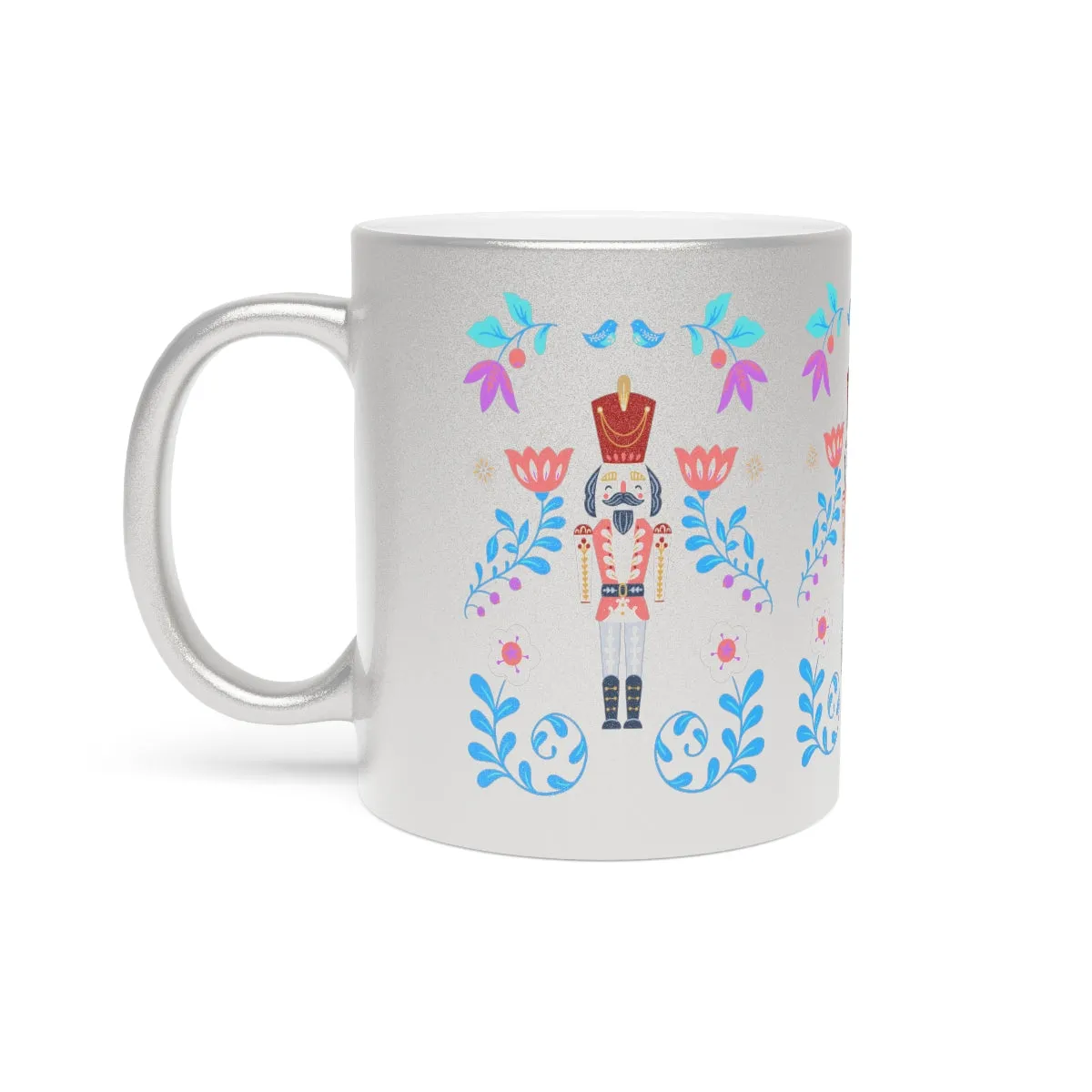 Gold Flower Nutcracker Aesthetic Mug, Purple Christmas Mug, Trendy Coffee Mug, Tumblr Mug, Aesthetic Holiday Gift, Minimalist Nutcracker