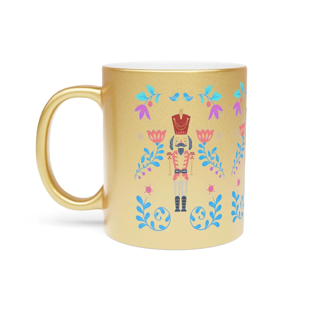 Gold Flower Nutcracker Aesthetic Mug, Purple Christmas Mug, Trendy Coffee Mug, Tumblr Mug, Aesthetic Holiday Gift, Minimalist Nutcracker