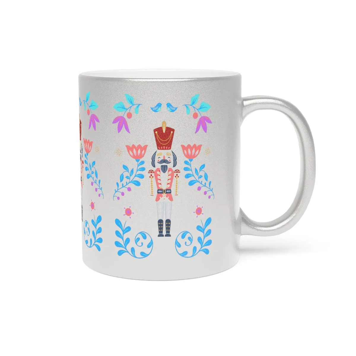 Gold Flower Nutcracker Aesthetic Mug, Purple Christmas Mug, Trendy Coffee Mug, Tumblr Mug, Aesthetic Holiday Gift, Minimalist Nutcracker