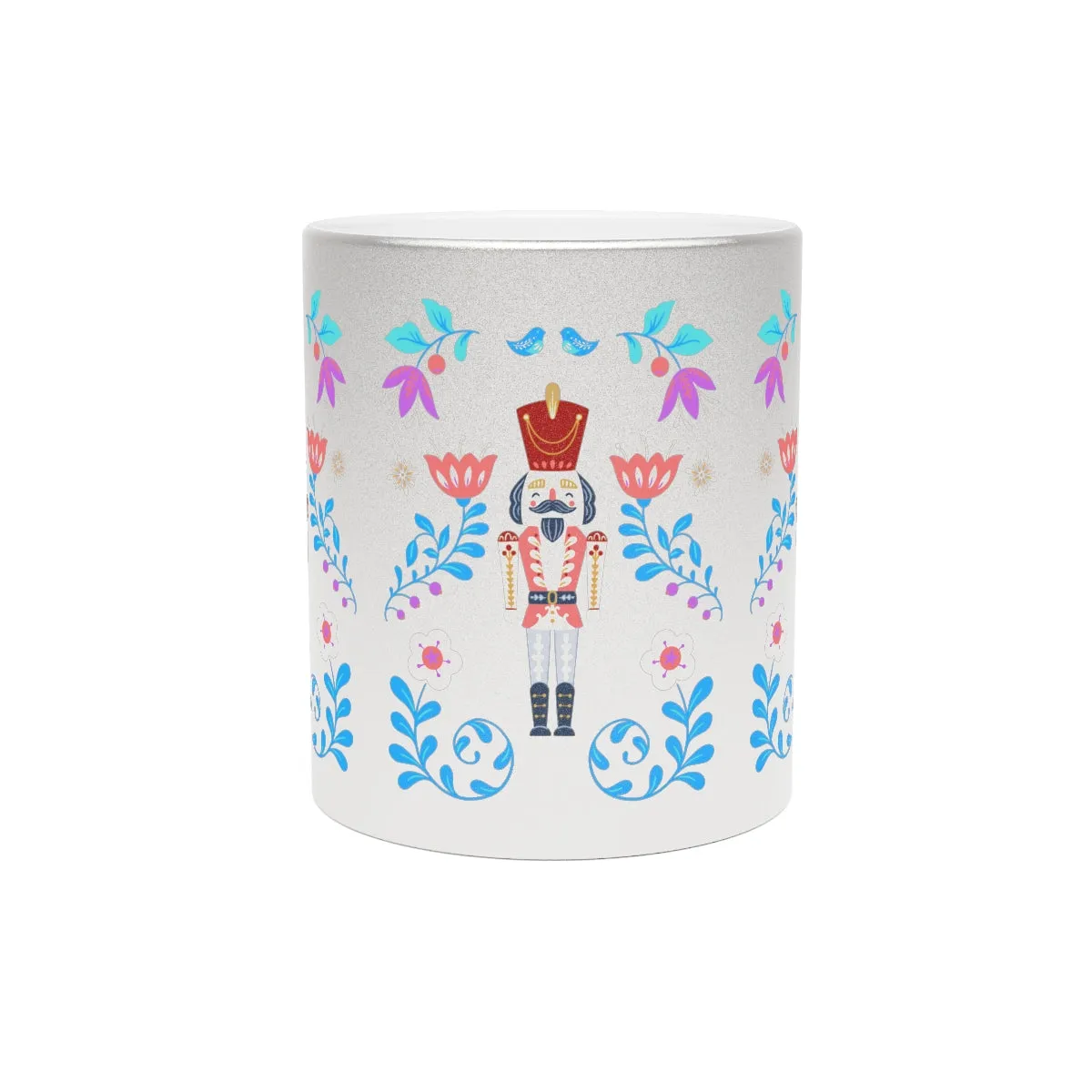 Gold Flower Nutcracker Aesthetic Mug, Purple Christmas Mug, Trendy Coffee Mug, Tumblr Mug, Aesthetic Holiday Gift, Minimalist Nutcracker