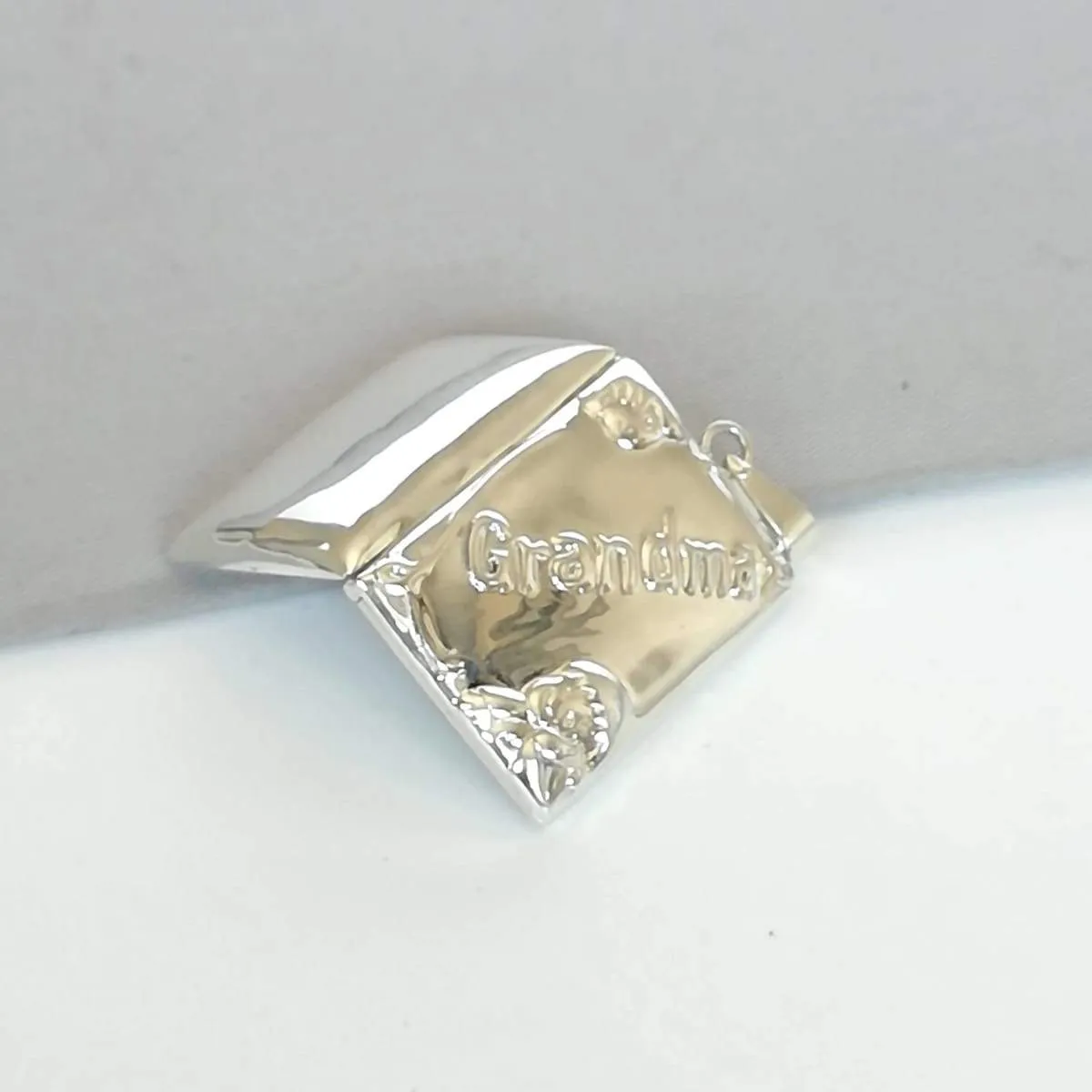 Grandmother Locket - Sterling Silver Neck Locket - Double Locket Charm - Engraved Locket - Photo Pendant - Opening Neck Pendant