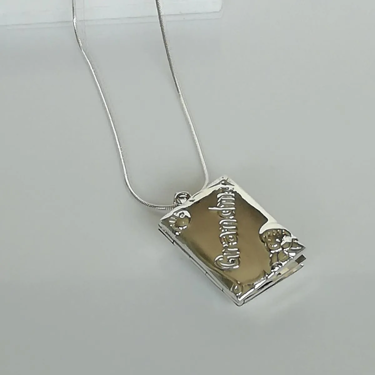 Grandmother Locket - Sterling Silver Neck Locket - Double Locket Charm - Engraved Locket - Photo Pendant - Opening Neck Pendant