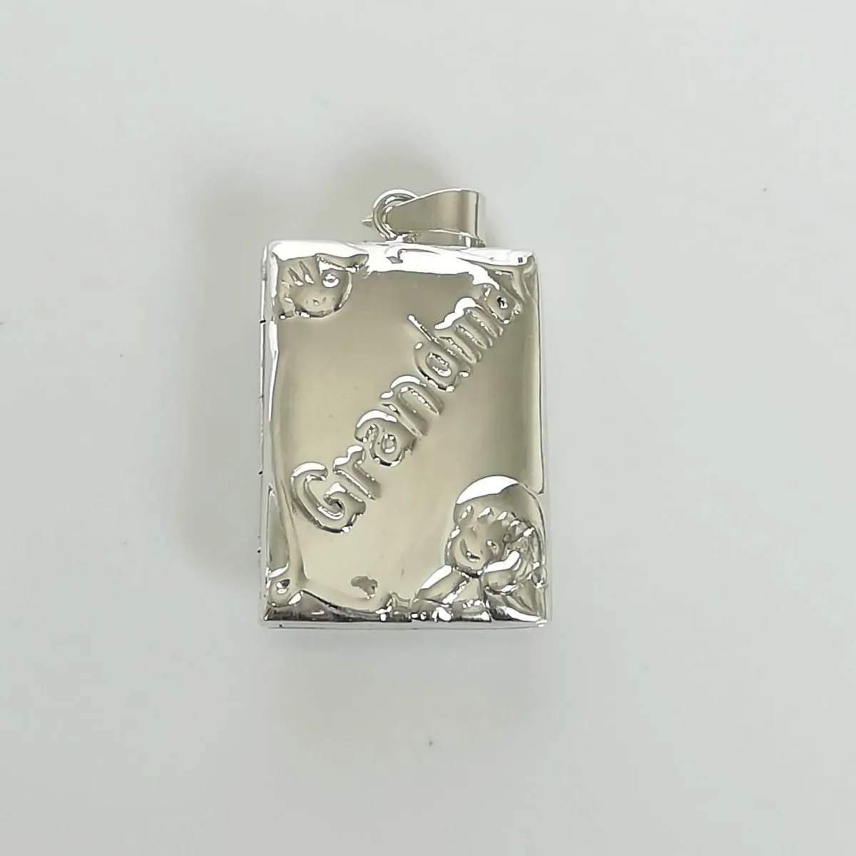 Grandmother Locket - Sterling Silver Neck Locket - Double Locket Charm - Engraved Locket - Photo Pendant - Opening Neck Pendant