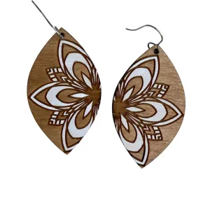 Half White Mandala Hand Painted Earrings