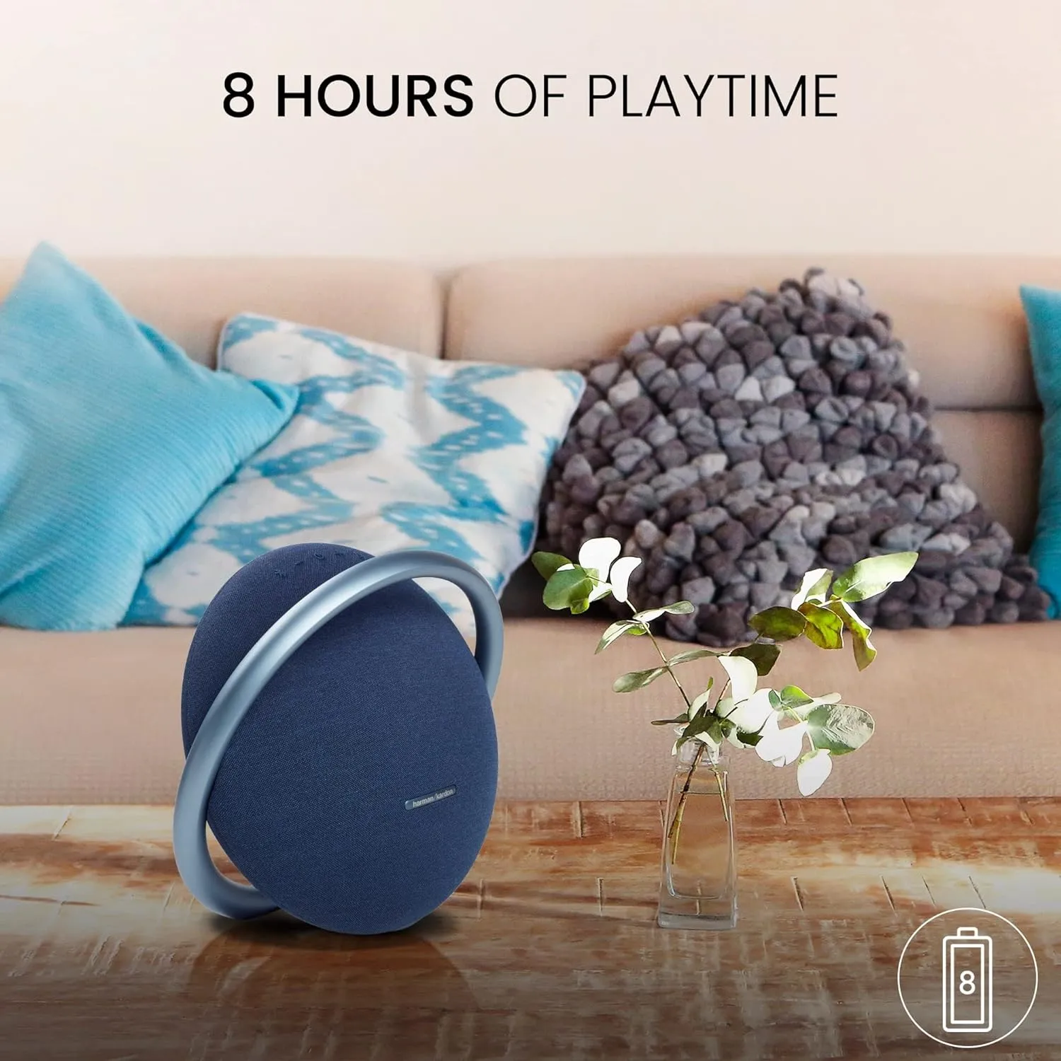 Harman Kardon Onyx Studio 7 Portable Stereo Bluetooth Speaker with 8 Hours Playtime and Wireless Dual Sound (Blue)