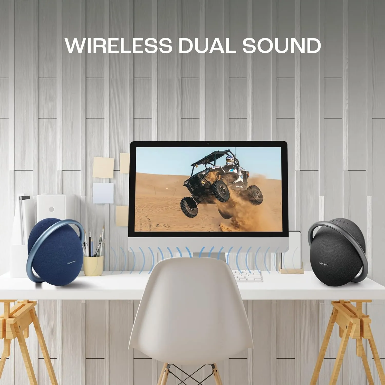 Harman Kardon Onyx Studio 7 Portable Stereo Bluetooth Speaker with 8 Hours Playtime and Wireless Dual Sound (Blue)