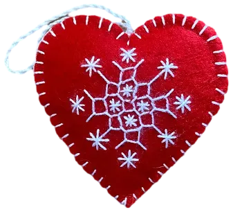 Heart-Shaped Felt Christmas Ornaments "Snowflake"