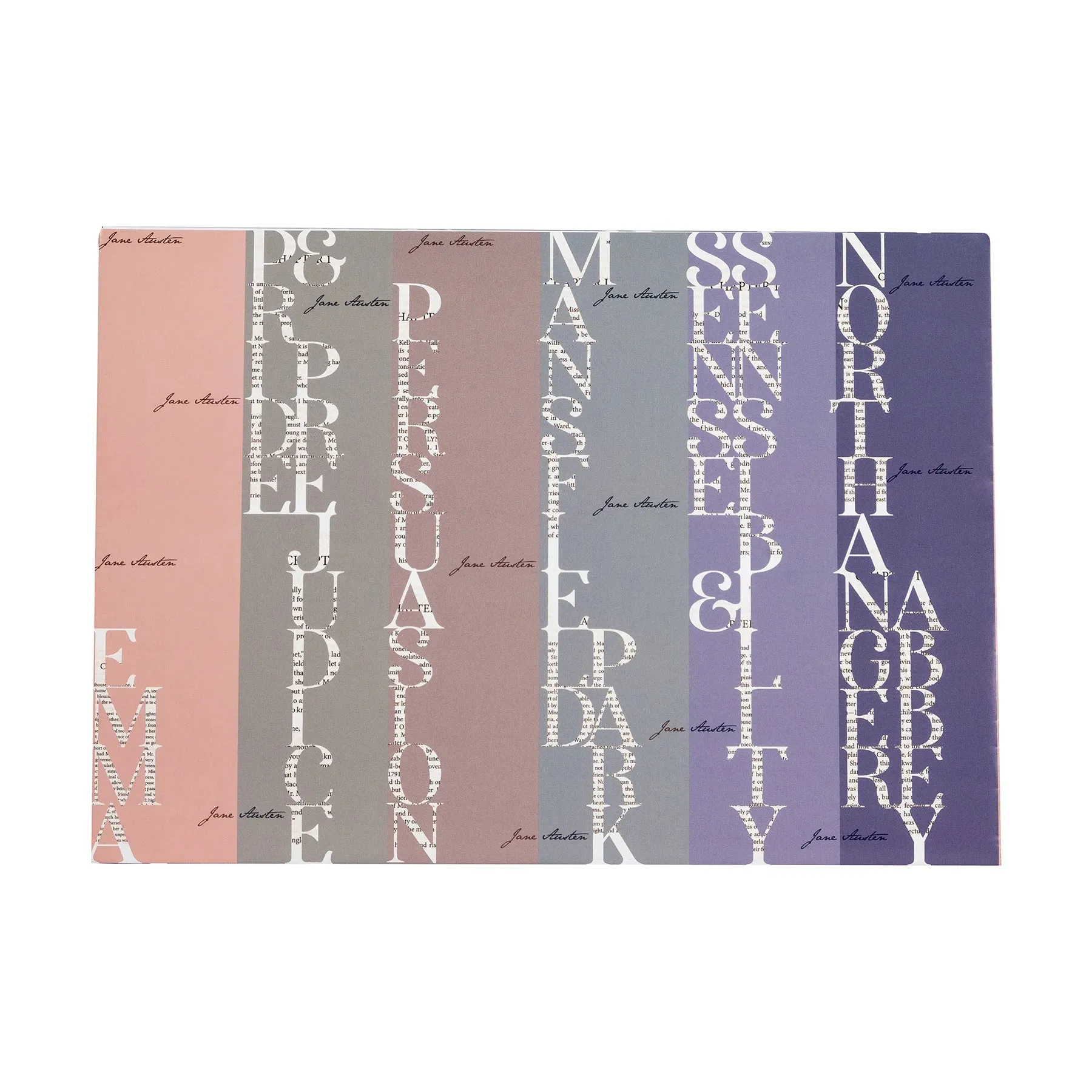 Jane Austen Typography Wrapping Paper - Pack of 6 sheets