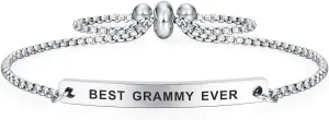 Kisseason Best Family Ever Gift Bracelet for Women Mantra Jewelry