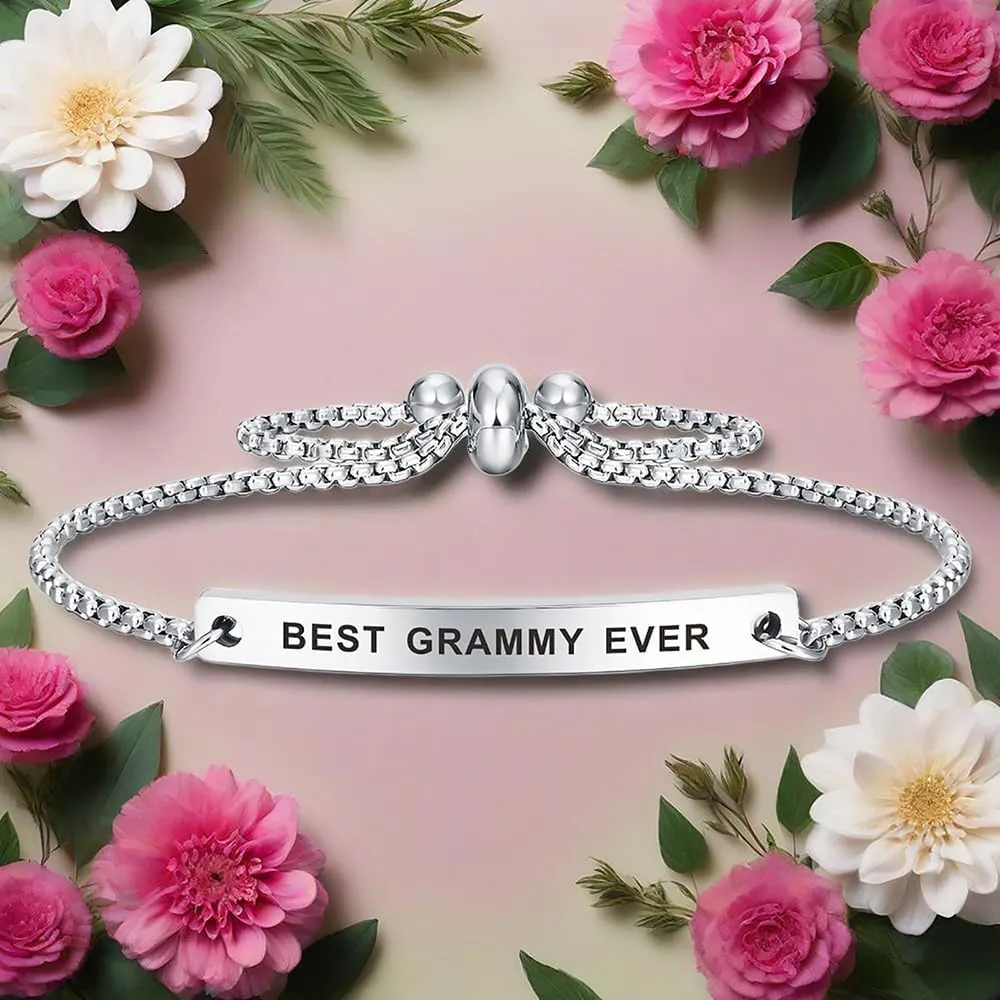 Kisseason Best Family Ever Gift Bracelet for Women Mantra Jewelry