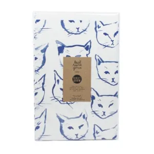 Newsprint Gift Wrap Indigo Cats