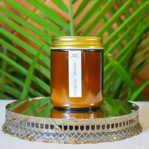 Sundaze Coconut   Rice Flower | 8 oz Amber Glass | Coconut   Soy Wax