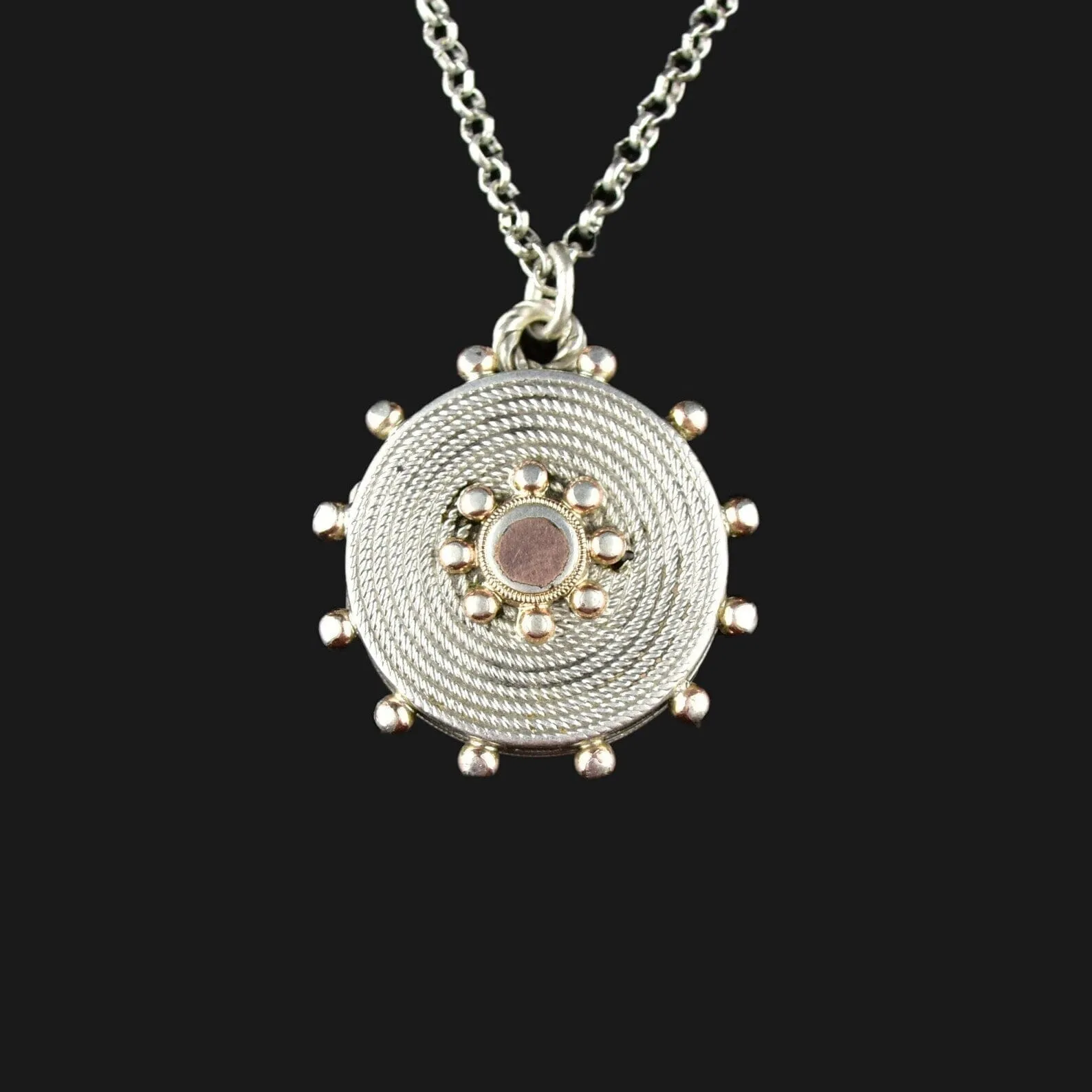 Victorian Engraved Silver Rose Gold Locket Necklace